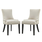 Modway - Marquis Tissu Fauteuil d’appoint de salle à manger Ensemble de 2 - Beige-Cadre en bois massif