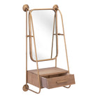Zuo - Étagère miroir Peralta - Laiton/Brun-Fixation murale verticale uniquement