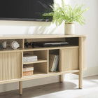 Modway - Cadence 71 po courbé Meuble TV, Chêne-Trous de gestion des câbles