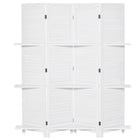 HOMCOM - Séparateur de pièce autoportant 4 panneaux avec étagère de présentation pour bureau à domicile - blanc-Quatre panneaux de séparation de bureau offrent une grande intimité 
