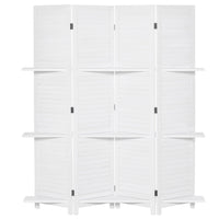 HOMCOM - Séparateur de pièce autoportant 4 panneaux avec étagère de présentation pour bureau à domicile - blanc-Quatre panneaux de séparation de bureau offrent une grande intimité 

