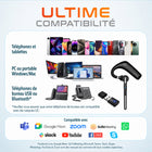 Delton - Casque Bluetooth sans fil ultraléger 90X avec réduction de bruit, noir-Configuration simple grâce à une clé USB à appairage automatique pour une connectivité instantanée aux PC et ordinateurs portables.