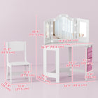 Qaba - Table de maquillage et chaise pour enfants avec lumières et miroir triple - blanc-Conçu avec des coins arrondis, offrant un espace de jeu sûr  
