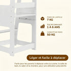 MotionGrey - Tour d’apprentissage Blessy pour tout-petits - Tour d’observation réglable pour cuisine avec barre de sécurité - Blanc-4
