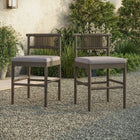 Modway - Eleni Terrasse extérieure Bois de teck Tabourets de comptoir Ensemble de 2 - Caillou-Coussins en mousse pare-soleil