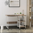 HOMCOM - Bureau pliant avec étagères de rangement - 42,1 po L x 21,7 po l x 29,9 po H - naturel-Avec des roulettes pour un déplacement facile