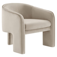 Modway - Greer Velours Performance Rembourré Fauteuil d’accent - Amande-Tissu de velours Performance