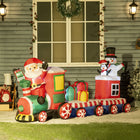 Outsunny - Train de Noël gonflable 8' Père Noël Bonhomme de neige Pingouin - Rouge-Les lumières LED blanches créent un effet joyeux, magique et accrocheur 