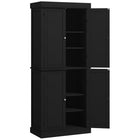 HOMCOM - Armoire de cuisine autoportante à 4 portes avec étagères - noir-L'étagère à 6 niveaux offre suffisamment d'espace pour ranger les ustensiles de cuisine, la vaisselle, les appareils électroménagers et les produits secs 