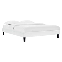 Modway - Reign Performance Velvet Cadre de lit plateforme Queen, Blanc-Cadre de lit à plateforme Queen rembourré