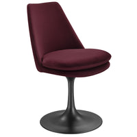 Modway - Lippa Salle à manger pivotante Performance Velvet Fauteuil d’appoint - Mûrier noir-Sellerie en velours Performance résistante aux taches