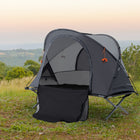 Outsunny - Lit de camp avec tente, matelas pneumatique auto-gonflant et sac de transport pour 1 personne-Fabriquée en taffetas de polyester durable et résistant aux déchirures, cette tente de camping est résistante aux bruines et aux rayons du soleil  