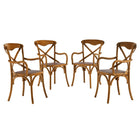 Modway - Gear Fauteuil à manger Ensemble de 4 - Noyer-Jambes effilées