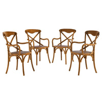 Modway - Gear Fauteuil à manger Ensemble de 4 - Noyer-Jambes effilées