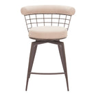 Zuo - Saku Swivel Tabouret de comptoir - Beige/Brun-Repose-pieds ergonomique et confortable