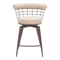 Zuo - Saku Swivel Tabouret de comptoir - Beige/Brun-Repose-pieds ergonomique et confortable