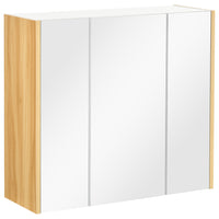 Kleankin - Armoire de salle de bain murale avec miroir à trois portes - blanc-Avec une armoire à une porte et une armoire à deux portes, rangez vos produits de beauté et articles d’hygiène quotidienne 