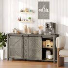 HOMCOM - Buffet de style ferme 59,8 po L avec rangement - gris clair vieilli-Deux étagères réglables sur trois niveaux accueillent des objets de différentes tailles 