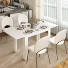 HOMCOM - Table à manger rectangulaire moderne extensible 55-71 po pour 6-8 personnes - blanc-Les rails coulissants en acier permettent d'agrandir la table en douceur et sans effort 