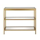 Hudson&Canal - Console Alexis 91 cm (36 po) - Laiton-Comprend un plateau et des étagères en verre trempé