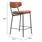 Zuo - Charon Tabouret de comptoir - Vintage Brun - Ensemble de 2-8