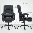 HOMCOM - Fauteuil de bureau avec massage - chaise de bureau inclinable - noir-Son similicuir adapté aux animaux de compagnie résiste aux rayures et aux poils, facilitant grandement le nettoyage 