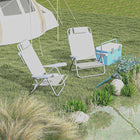 Outsunny - Ensemble de 2 chaises de camping portables, gris clair-Dossier inclinable jusqu'à 165° avec 6 positions selon les besoins  