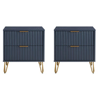 Manhattan Comfort - Table de nuit moderne DUMBO 51 cm à 2 tiroirs - Bleu Minuit - Lot de 2-Moderne-contemporain avec une touche de glamour - Table de nuit pour chambre et salon, lot de 2