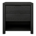 Hudson&Canal - Table de chevet rectangulaire Clarice 24 po, grain noir-Il comprend 2 tiroirs à glissières douces et un espace de rangement ouvert à compartiments