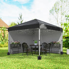 Outsunny - Tente auvent pliante 10 pi l x 10 pi L avec parois latérales amovibles et sac de transport - Noir-Hauteur à 3 niveaux facilement réglable grâce au bouton-poussoir