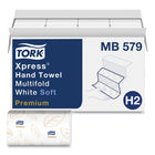 Tork - Xpress Essuie-mains plié doux blanc H2 - 3 panneaux - 2 plis - 16 paquets par caisse-Capacité d’absorption rapide aidant à contrôler l’usage