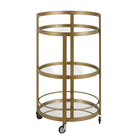 Hudson&Canal - Chariot de bar rond Hause 21"W - Laiton-Nettoyer avec un chiffon doux et sec, sans produits chimiques agressifs ni produits de nettoyage abrasifs