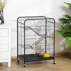 PawHut - Cage à cochons d’Inde et furets à 4 niveaux 36 po H, avec plateau coulissant-Gamelle et bouteille d'eau incluses pour les besoins quotidiens 
