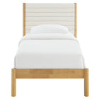 Modway - Olea Bois massif Boucle à touffes de canal Lit à plateforme jumelle, Feather Oak-Pas besoin de sommier