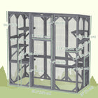 PawHut - Catio avec 6 plateformes, toit résistant aux intempéries, enclos extérieur pour chat - gris-Trou de porte pour connecter le tunnel à chat 