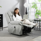 HOMCOM - Fauteuil inclinable manuel avec massage par vibration et poches latérales - gris-S'incline jusqu'à 135° avec un mécanisme à languette et un repose-pieds 