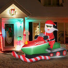 HOMCOM - Décoration gonflable de Noël Père Noël sur motoneige lumière décor intérieur extérieur - Rouge-La lumière 5 LED B2 dans le Père Noël et la motoneige internes apporte un effet vibrant et améliore la visibilité la nuit 