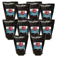 East Coast Coffee - Café décaféiné moulu de torréfaction foncée Calm Seas Mountain Water - paquet de 10-Paq./10 sacs de 1 lb de café moulu