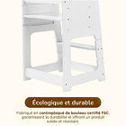 MotionGrey - Tour d’apprentissage Blessy pour tout-petits - Tour d’observation réglable pour cuisine avec barre de sécurité - Blanc-6