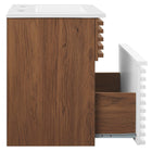 Modway - Render Fixation murale de 18" Vanette de salle de bain - Blanc Noyer Blanc-MDF et panneau de particules