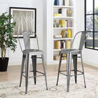 Modway - Promenade Tabouret de bar - Gunmetal-Acier revêtu de poudre