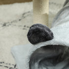 PawHut - Arbre à chat petit, tour avec tunnel, poteau à griffer, lit - gris-Matériau : Panneau de particules, peluche (100% polyester), jute 