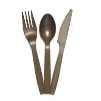 Eco Dinnerware - Ensemble de couverts emballés - Paquet de 300-Brun, paillettes de grains de café