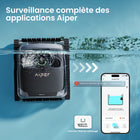 Aiper - Robot nettoyeur de piscine adaptatif sans fil Scuba X1 Pro-Contrôle à distance via l'application Aiper, permettant notamment de suivre l'historique de nettoyage, de changer de mode et de recevoir des mises à jour logicielles automatiques pour garantir des performances optimales. Le contrôle par application est disponible depuis la terre ferme, mais avec l'appareil HydroComm Pure, le contrôle à distance peut également être effectué sous l'eau