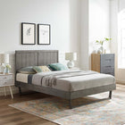 Modway - Alana Bois Lit à plateforme queen avec cadre angulaire, Gris-Rubberwood Legs