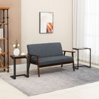 HOMCOM - Tables d’appoint gigognes - brun rustique - ensemble de 3-Le design en forme de C leur permet de se glisser sous le canapé et le lit 
