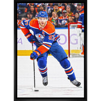 Connor McDavid 20x29 sur toile Oilers Action-V - Toile encadree - 22" x 31"-Impression sur toile de qualité supérieure avec bordures enveloppées