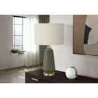 Monarch Specialties - Luminaire - 26 po H Lampe De Table - Céramique Verte - Abat-Jour Ivoire / Crème - Contemporain-L'interrupteur rotatif à 3 voies pratique permet de personnaliser la lumière, de faible à moyenne jusqu'à forte pour plus d'ambiance, avec une puissance maximale de 100W/120V (ampoule non incluse)