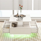 HOMCOM - Table basse moderne avec lumières LED - blanc brillant-Plateau avec coins arrondis pour un design plus sûr