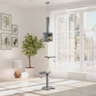 PawHut - Arbre à chat 4 niveaux du sol au plafond avec griffoir-Des balles jouets ajoutées pour divertir les chats 
